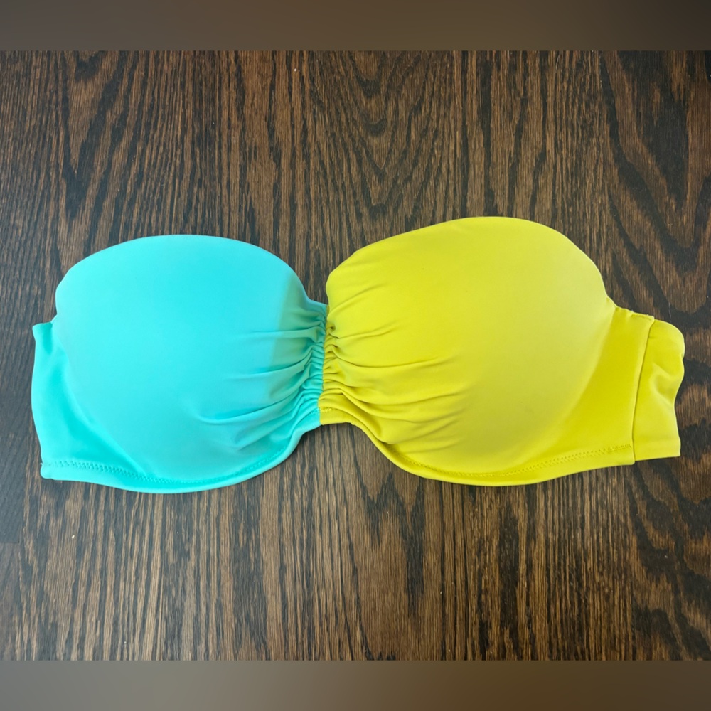 Victoria's Secret Yellow and Light Blue Bikini Top